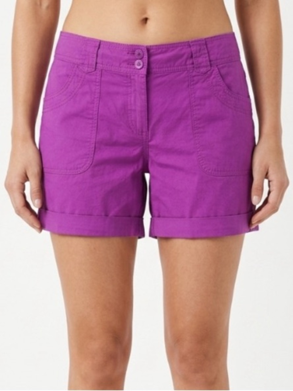 NEW YORK & COMPANY Y2K Cuffed Patch Pocket Casual Shorts Purple Pink Magenta 12